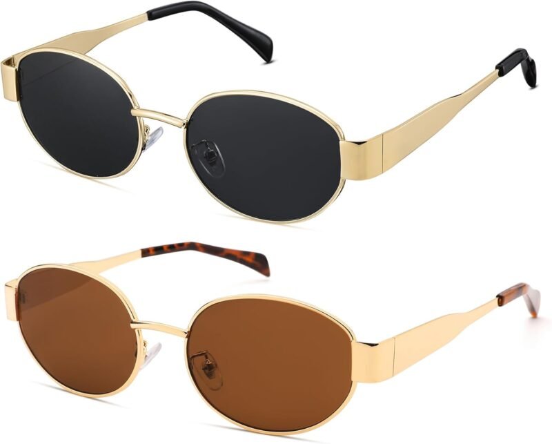 Carsbyvictor Sunglasses Oval Sunglasses for Women Men – Fashion Sun Glasses – Rectangle Metal Frame Shades