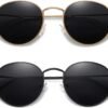 Carsbyvictor Sunglasses Round Polarized Sunglasses for Women Men Classic Retro Metal Frame Sun Glasses UV Protection