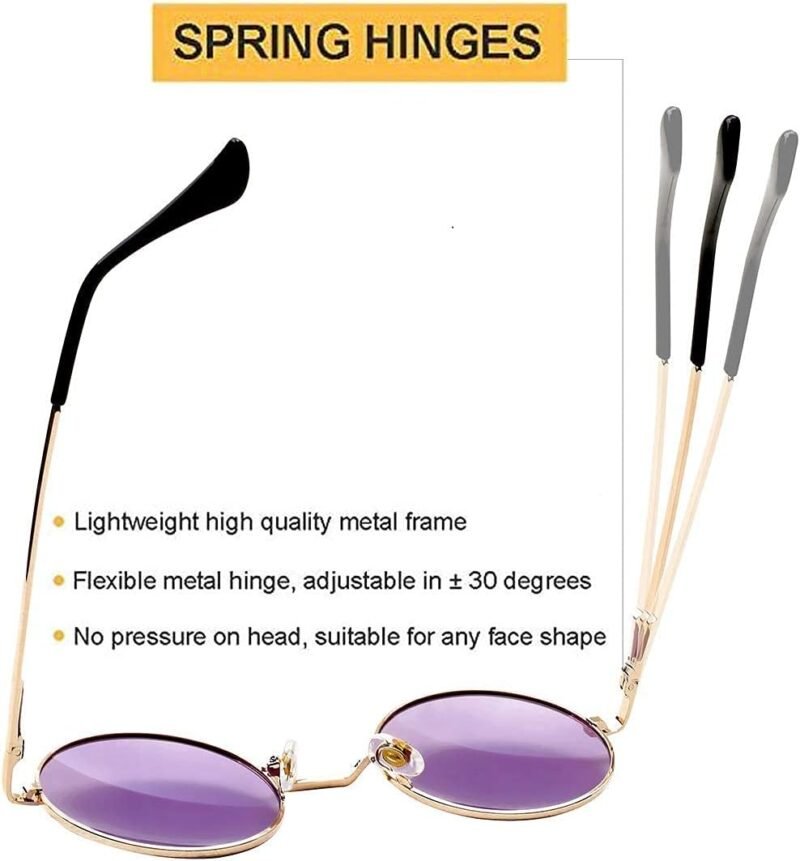 Carsbyvictor Sunglasses Round Circle Lennon Glasses Retro Round Polarized Sunglasses Hippie Style Small Circle Sun Glasses