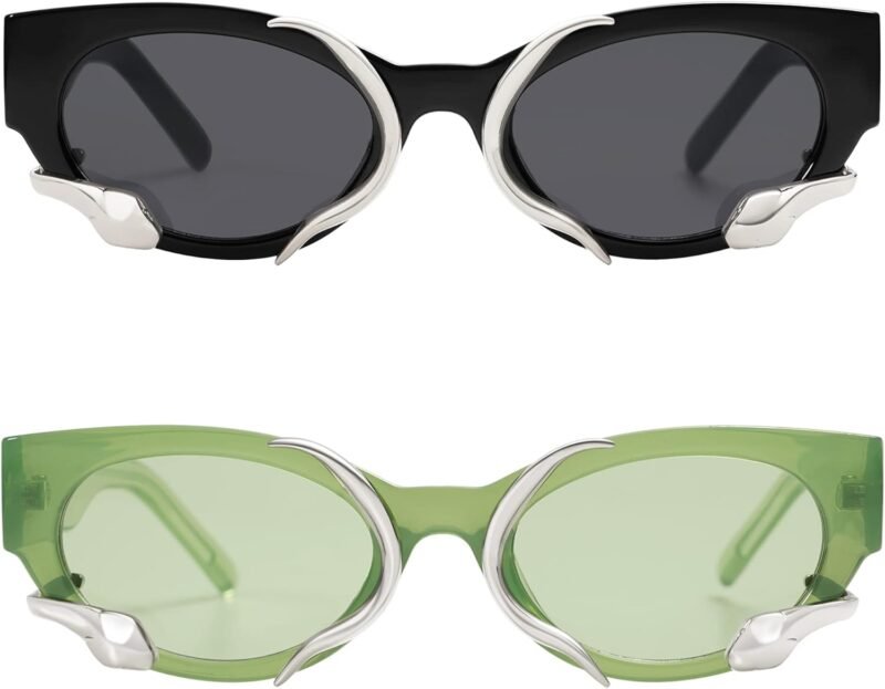 Carsbyvictor Sunglasses Cat Eye Trendy Sunglasses for Women Men Vintage Narrow Cateye Metal Snake Sunnie Y2k Accessories AP3621