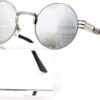 Carsbyvictor Sunglasses Round  Round Steampunk Sunglasses Circle Lennon Hippie Glasses Metal Frame 100% UV Blocking Lens