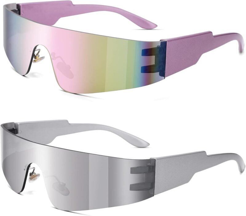 61VVg2qDYxL._AC_SL1500 Carsbyvictor Sunglasses Wraparound Y2K Rimless Futuristic Wrap Around Sunglasses Women Men, Trendy Cyberpunk Visor Sunglasses Monoblock Cyclops Shades