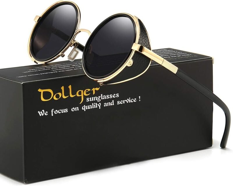 Carsbyvictor Sunglasses Round  Steampunk Vintage Retro Round Sunglasses Metal Circle Frame
