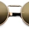 Carsbyvictor Sunglasses Round Steampunk Sunglasses Circle Lennon Glasses Gothic Metal Frame 100% UV Blocking Lens