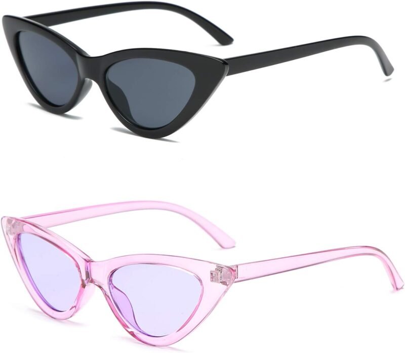 Carsbyvictor Sunglasses Cat Eye Vintage Narrow Cat Eye Sunglasses for Women Clout Goggles Plastic Frame