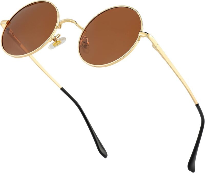 Carsbyvictor Sunglasses Round Trendy Small Round Polarized Sunglasses for Men Women Circle Hippie Style Sun Glasses