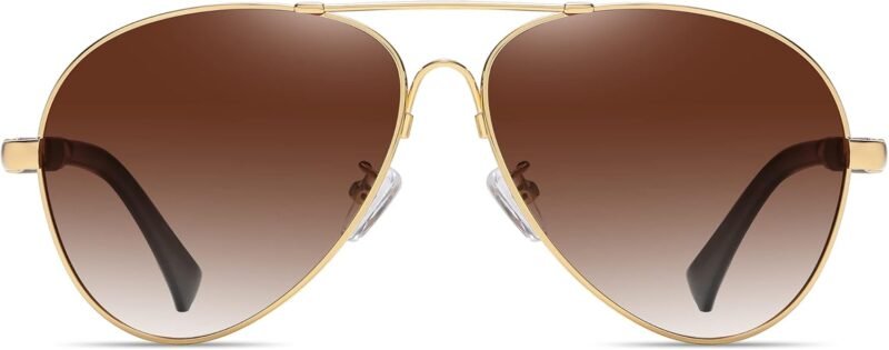 Carsbyvictor Sunglasses for Men Polarized UV Protection Trendy Metal Pilot Sunglasses for Driving Hiking Travel