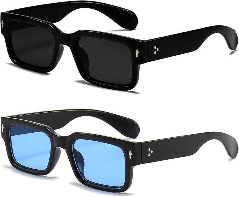 Carsbyvictor Sunglasses Square  Frame Sunglasses for Women Men Trendy Chunky Rectangle Sun Glasses Black Shades UV400 Protection