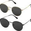 Carsbyvictor Sunglasses Round Small Round Polarized Sunglasses for Men Women Classic Circle Metal Frame Sun Glasses 2 Pack