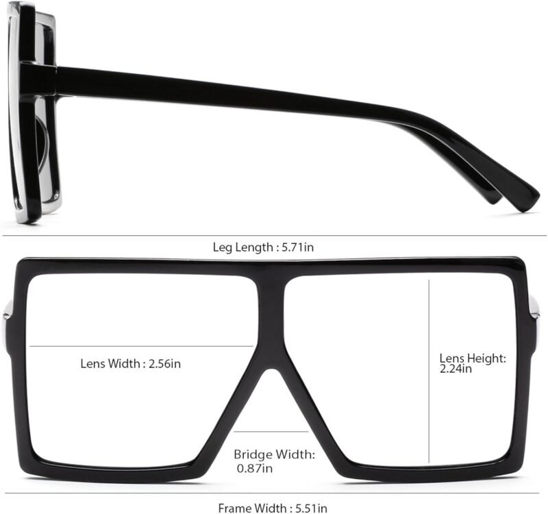 Carsbyvictor Sunglasses Square Square Oversized Sunglasses for Women Men Flat Top Fashion Shades