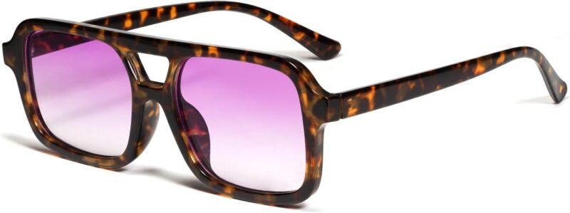 Carsbyvictor Sunglasses Square  Retro 70s Square Aviator Sunglasses for Women Men Vintage Trendy Rectangle Sun Glasses VL9816