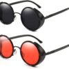 Carsbyvictor Sunglasses Round  Steampunk Vintage Retro Round Sunglasses Metal Circle Frame