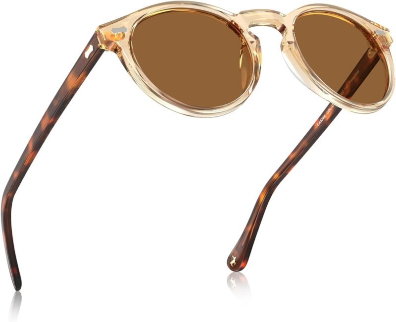 Carsbyvictor Sunglasses Round  Vintage Round Acetate Polarized Sunglasses for Women UV Protection CA5288