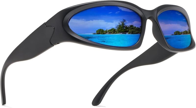 Carsbyvictor Sunglasses Wraparound Wrap Around Sports Sunglasses for Men Women Fashion Oval Thick Frame Sun Glasses Stylish Sport Wrap Shades