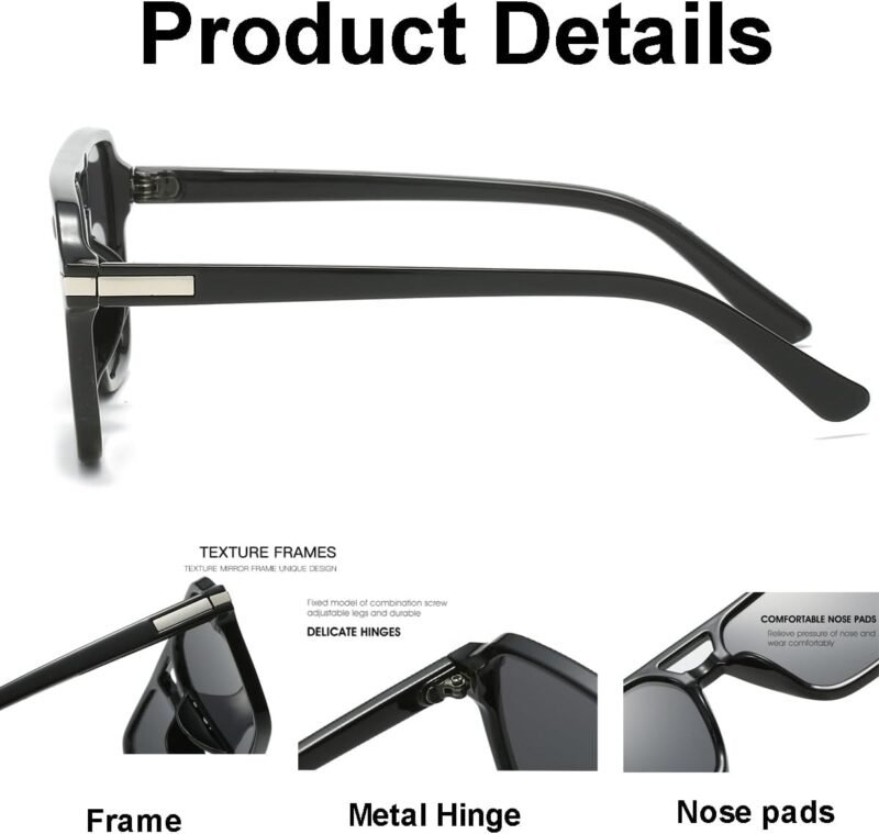 Carsbyvictor Sunglasses Square  Square Aviator Sunglasses for Women Men Vintage Retro Classic Aviator Shades Sun Glasses UV400 Protection