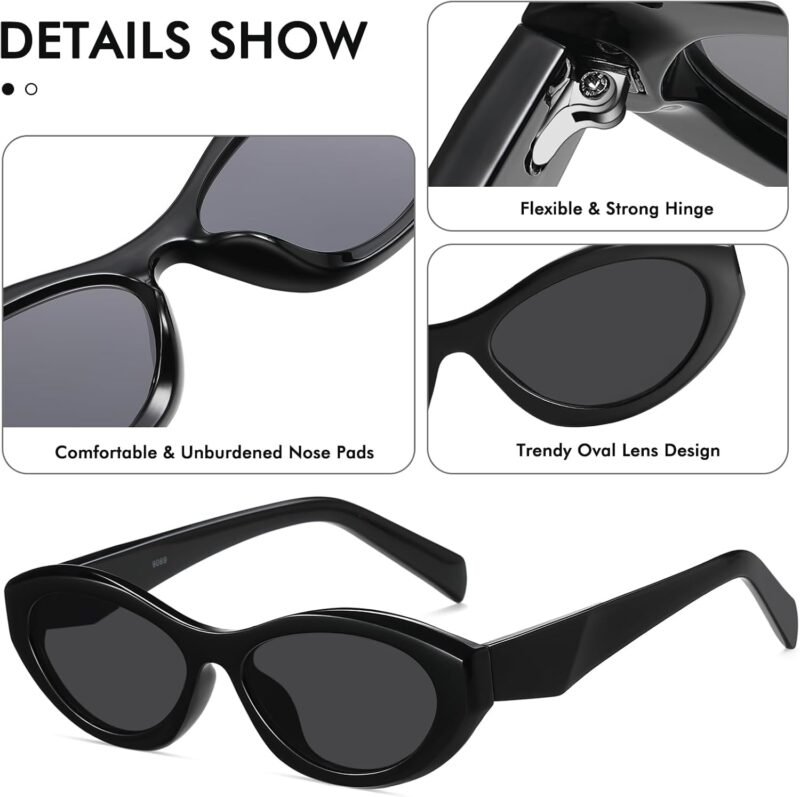 Carsbyvictor Sunglasses Oval Sunglasses for Women  Oval  Small Cat Eye Glasses 90s Shades