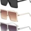 Carsbyvictor Sunglasses Square Square Oversized Sunglasses for Women Men Flat Top Fashion Shades