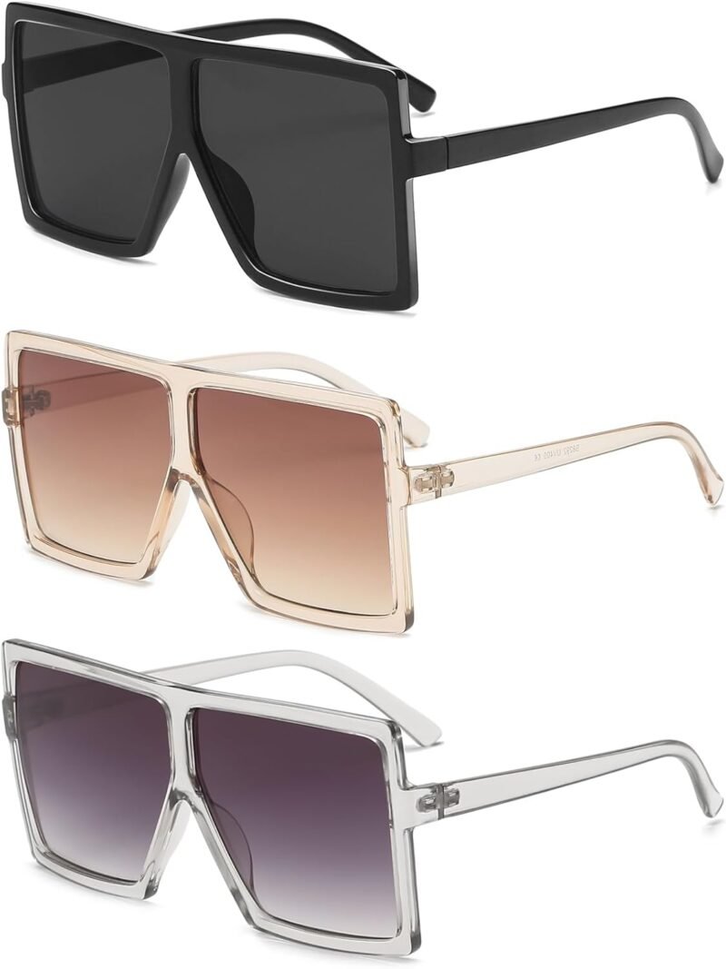 Carsbyvictor Sunglasses Square Square Oversized Sunglasses for Women Men Flat Top Fashion Shades