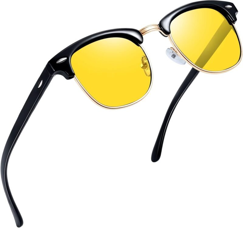 Carsbyvictor Sunglasses Round  Semi-Rimless Sunglasses Half Frame Sun Glasses Brownline Shades for Women Men UV400 Protection