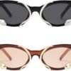 Carsbyvictor Sunglasses Cat Eye Trendy Sunglasses for Women Men Vintage Narrow Cateye Metal Snake Sunnie Y2k Accessories AP3621