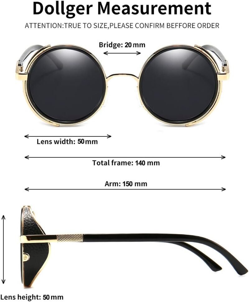 Carsbyvictor Sunglasses Round  Steampunk Vintage Retro Round Sunglasses Metal Circle Frame