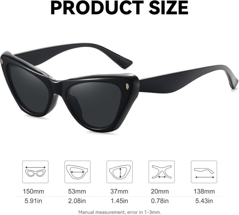 61g7XE6dVqL._AC_SL1500 Carsbyvictor Sunglasses Cat EyeTrendy Cat Eye Sunglasses for Women Classic Stylish 90s Vintage Cute Shades Designer Sunnies UV400 Lens FZN801