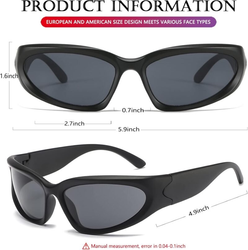 Carsbyvictor Sunglasses Wraparound Wrap Around Sports Sunglasses for Men Women Fashion Oval Thick Frame Sun Glasses Stylish Sport Wrap Shades
