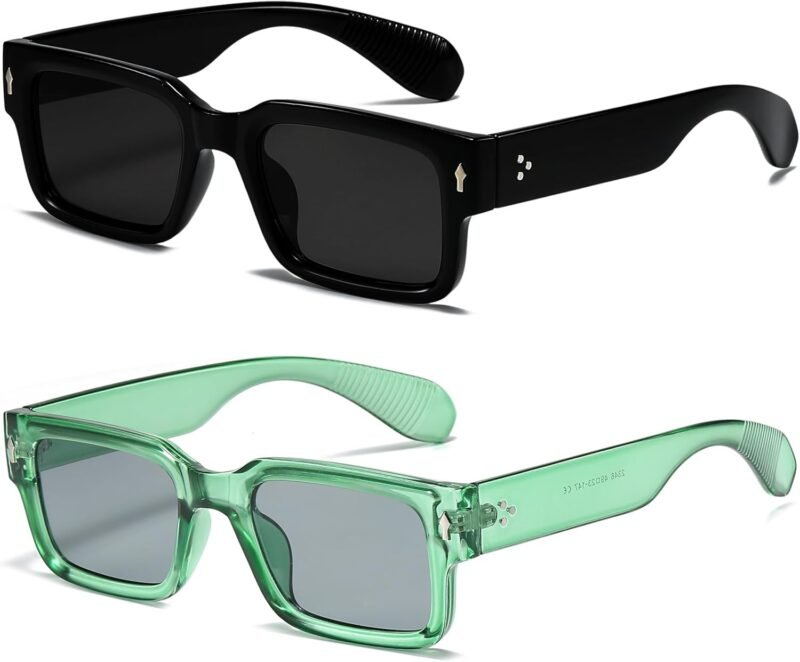Carsbyvictor Sunglasses Square  Frame Sunglasses for Women Men Trendy Chunky Rectangle Sun Glasses Black Shades UV400 Protection