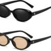 Carsbyvictor Sunglasses Oval Sunglasses for Women Men Fashion Small Oval Sunglasses 90s Vintage Shades