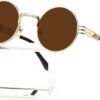Carsbyvictor Sunglasses Round  Round Steampunk Sunglasses Circle Lennon Hippie Glasses Metal Frame 100% UV Blocking Lens