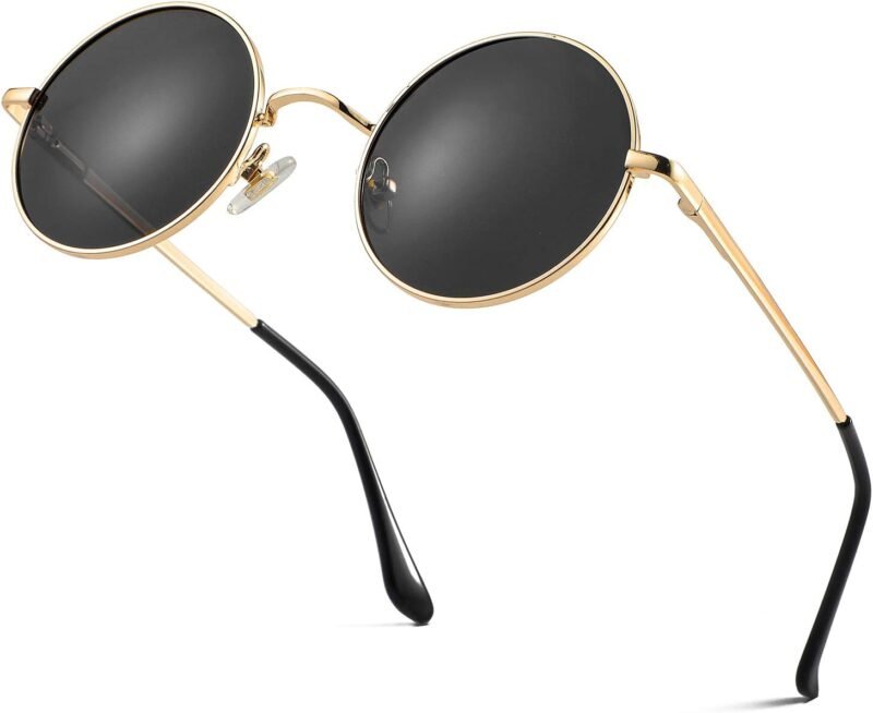Carsbyvictor Sunglasses Round Trendy Small Round Polarized Sunglasses for Men Women Circle Hippie Style Sun Glasses