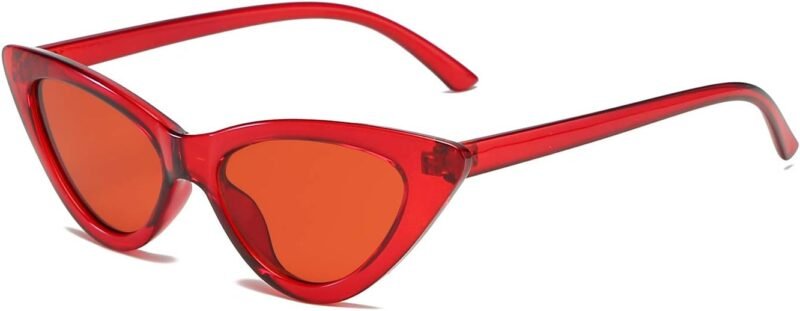 Carsbyvictor Sunglasses Cat Eye Vintage Narrow Cat Eye Sunglasses for Women Clout Goggles Plastic Frame