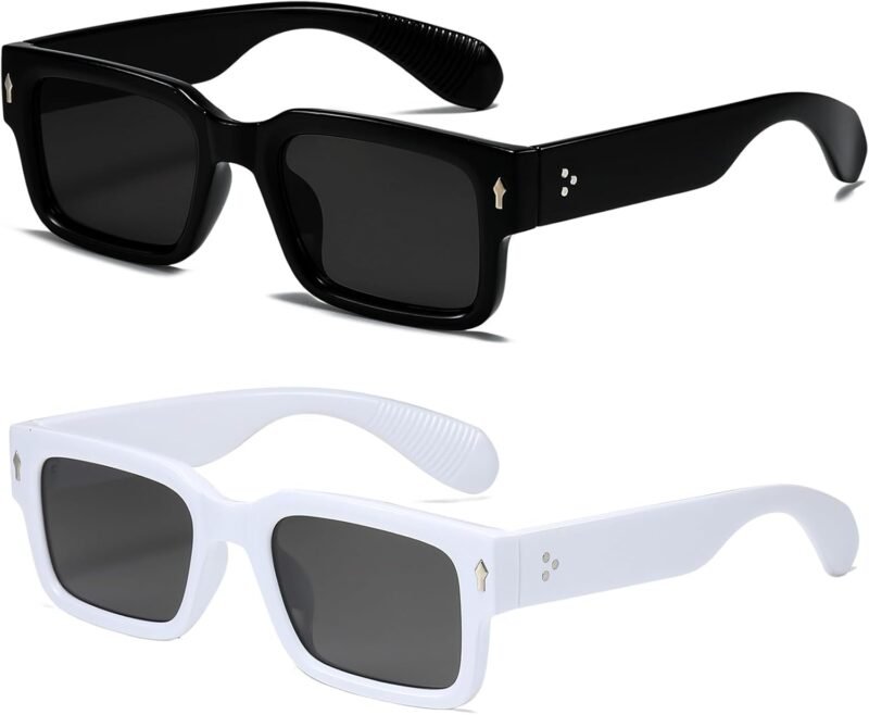 Carsbyvictor Sunglasses Square  Frame Sunglasses for Women Men Trendy Chunky Rectangle Sun Glasses Black Shades UV400 Protection