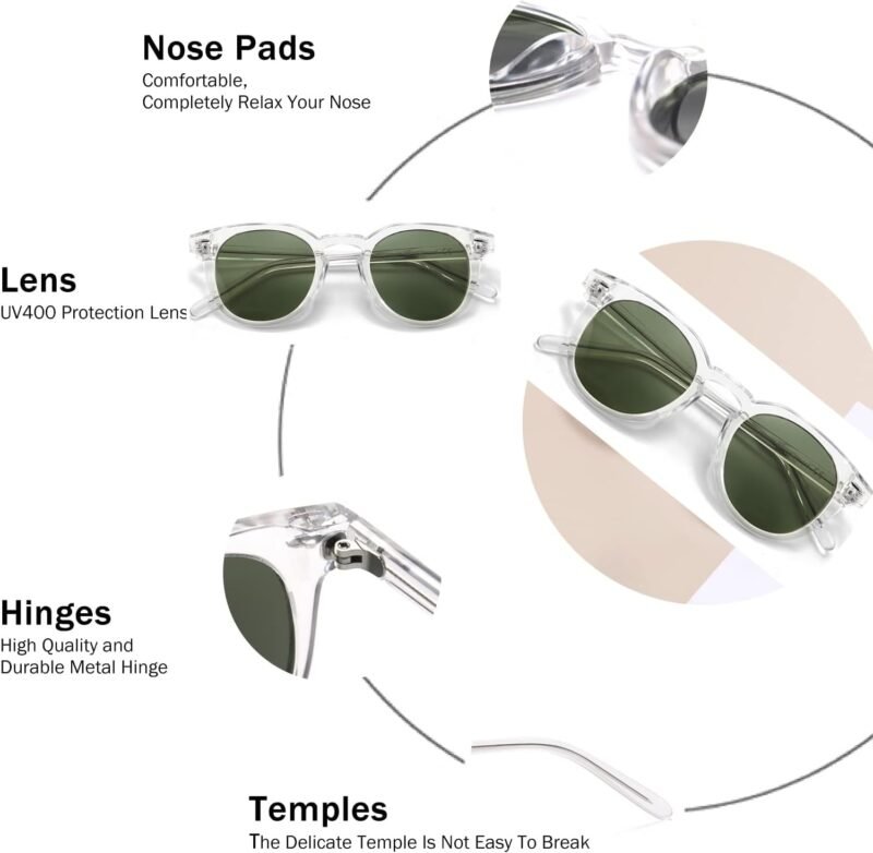 Carsbyvictor Sunglasses Browline   Polarized Round Sunglasses for Women Classic Retro Design Womens Trendy Style UV Protection Small Lens