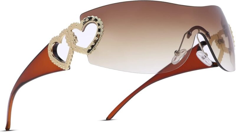 Carsbyvictor Sunglasses Wraparound Pro Wrap Around Rimless Sunglasses Women Men, Oversized Fashion Futuristic Sun Glasses Cool Shade 2000S Trendy