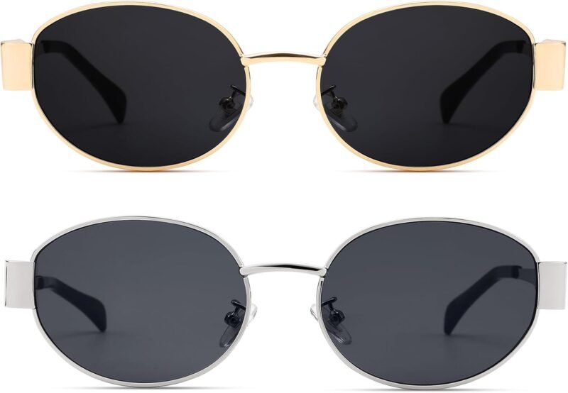 Carsbyvictor Sunglasses Oval Sunglasses for Women Men – Fashion Sun Glasses – Rectangle Metal Frame Shades