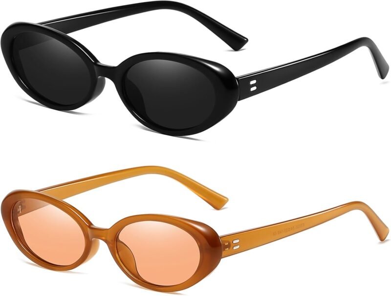 Carsbyvictor Sunglasses Oval Sunglasses for Women Men Fashion Small Oval Sunglasses 90s Vintage Shades