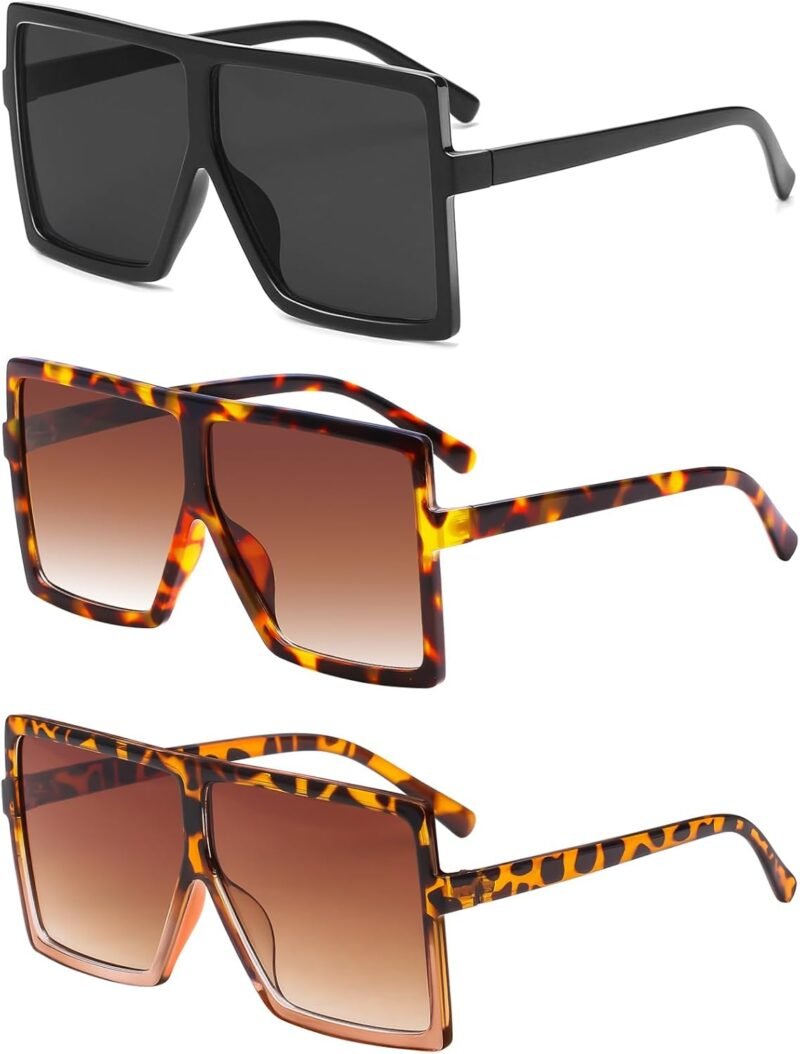 Carsbyvictor Sunglasses Square Square Oversized Sunglasses for Women Men Flat Top Fashion Shades