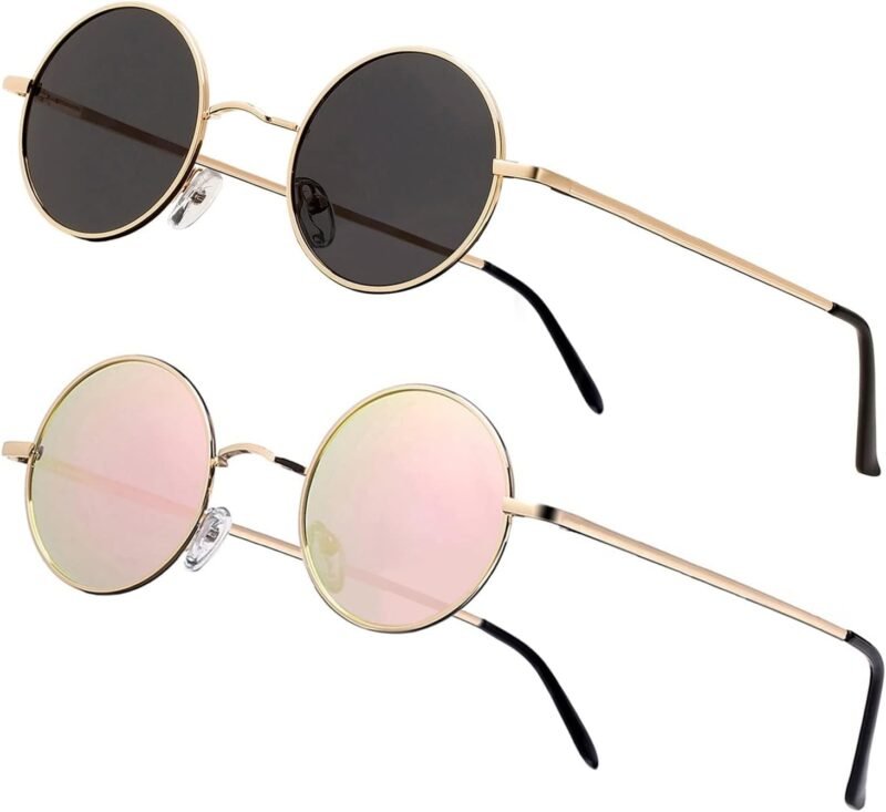 Carsbyvictor Sunglasses Round Vintage Small Round Polarized Hippie Sunglasses for Men Women Circle Sun Glasses NP1002