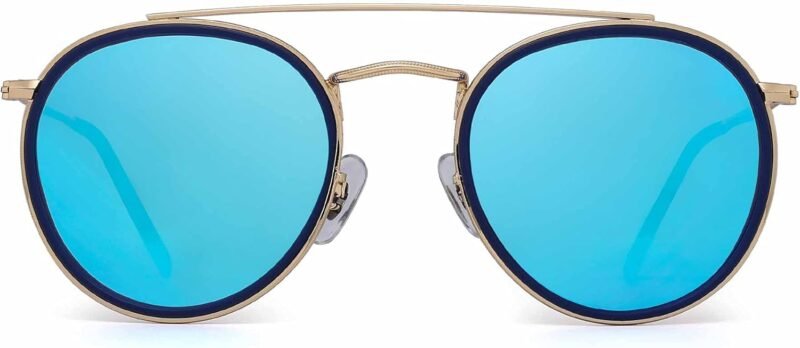 Carsbyvictor Sunglasses Round  Small Polarized Round Sunglasses for Women Vintage Double Bridge Frame