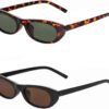 Carsbyvictor Sunglasses Oval Narrow Cat Eye Sunglasses for Women Men 90s Sun Glasses Womens Small Oval Sunglasses Black Shades