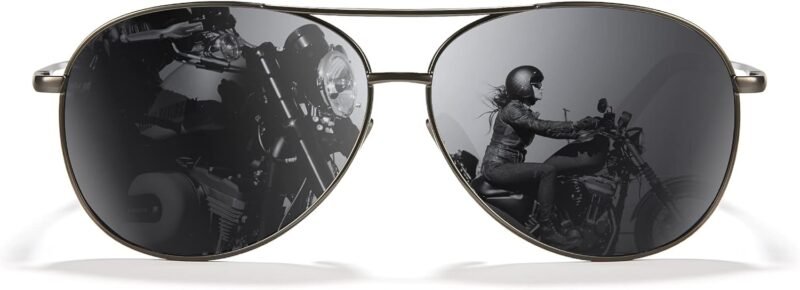 Carsbyvictor Sunglasses for Men Polarized UV Protection Trendy Metal Pilot Sunglasses for Driving Hiking Travel