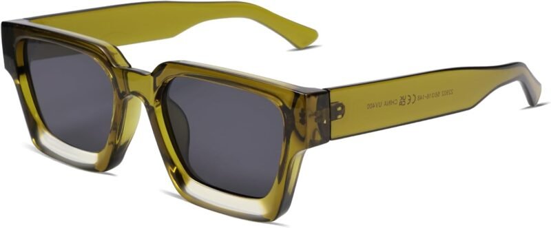 Carsbyvictor Sunglasses Square  Thick Square Sunglasses for Men Women Retro Chunky Rectangle Shades UV400 Protection VL9731