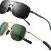 Carsbyvictor Sunglasses Lightweight Rectangular Men’s Sunglasses and Military Style Polarized Pilot  Sunglasses