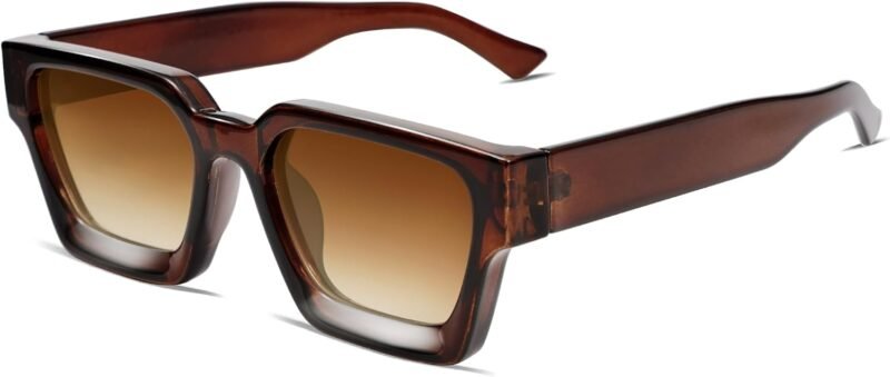 Carsbyvictor Sunglasses Square  Thick Square Sunglasses for Men Women Retro Chunky Rectangle Shades UV400 Protection VL9731