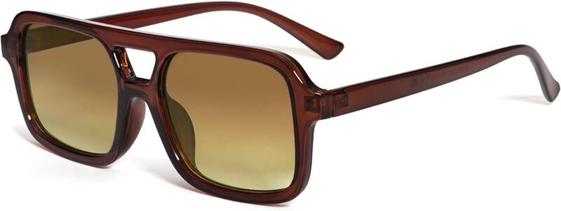 Carsbyvictor Sunglasses Square  Retro 70s Square Aviator Sunglasses for Women Men Vintage Trendy Rectangle Sun Glasses VL9816