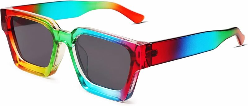 Carsbyvictor Sunglasses Square  Thick Square Sunglasses for Men Women Retro Chunky Rectangle Shades UV400 Protection VL9731