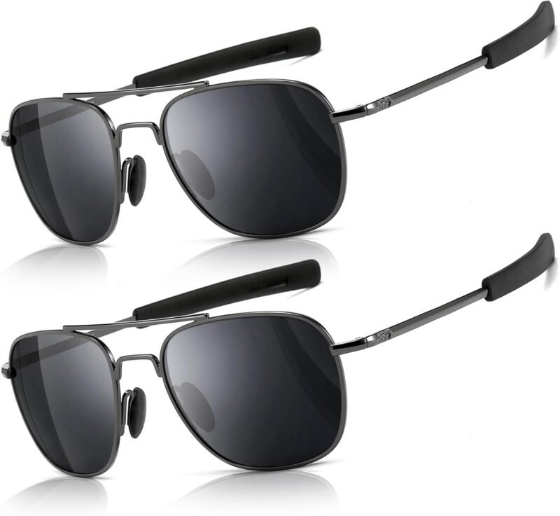 Carsbyvictor Sunglasses Men’s Military Style Polarized Pilot  Sunglasses Bayonet Temples