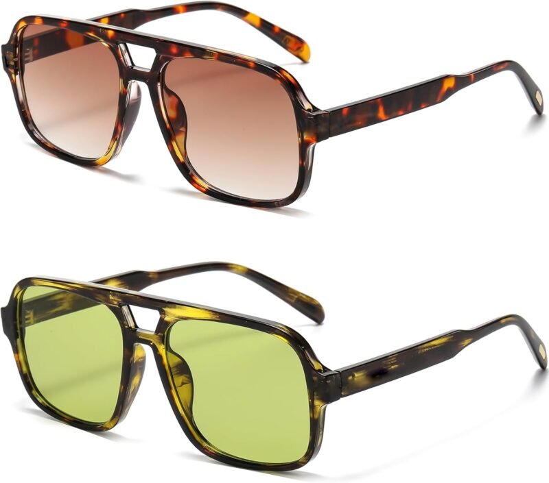 Carsbyvictor Sunglasses Square Retro Sunglasses for Women Men Trendy Classic 70s Square Aviator Sun Glasses Vintage Shades