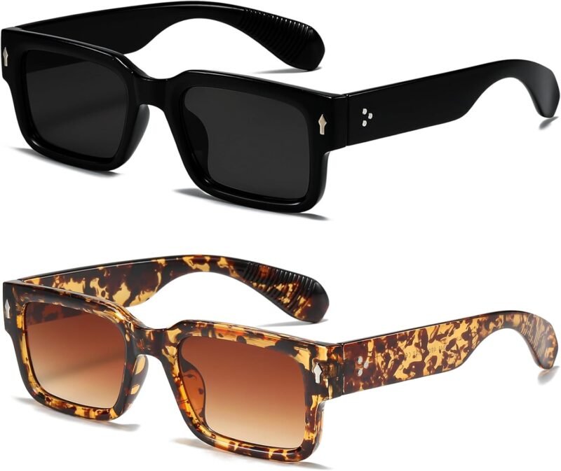 Carsbyvictor Sunglasses Square  Frame Sunglasses for Women Men Trendy Chunky Rectangle Sun Glasses Black Shades UV400 Protection